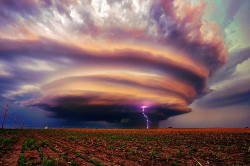 Thunderstorm Tag - Field Thunderstorm Cloud Lightning Sky Nature Image  Picture for HD 16:9