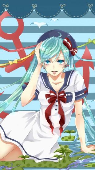 1440x2560 Wallpaper girl, theme, sea, anchor, ship