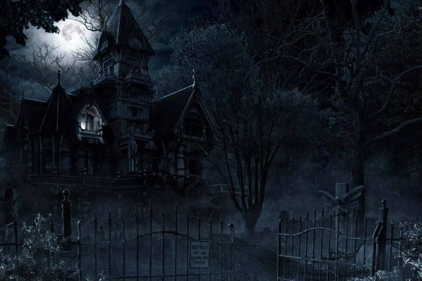 Haunted mansion in the full moon wallpaper 2560x1600 jpg