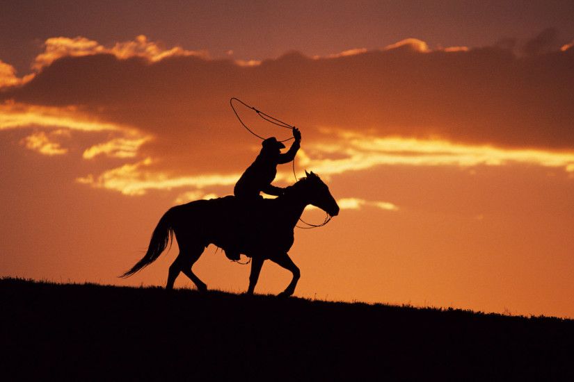 Free Wallpapers - western cowboy riding at sunset wallpaper