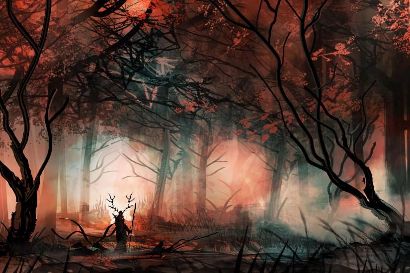 Fantasy Painting Of Fantasy Forest 4K Wallpaper