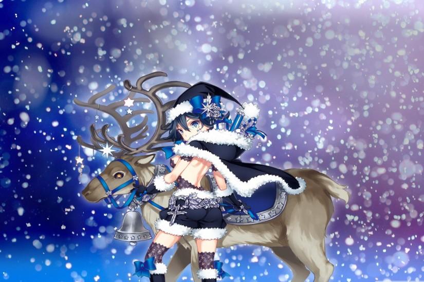 Blue Anime Girl Christmas Wallpaper by callmeteddy24 Blue Anime Girl Christmas  Wallpaper by callmeteddy24