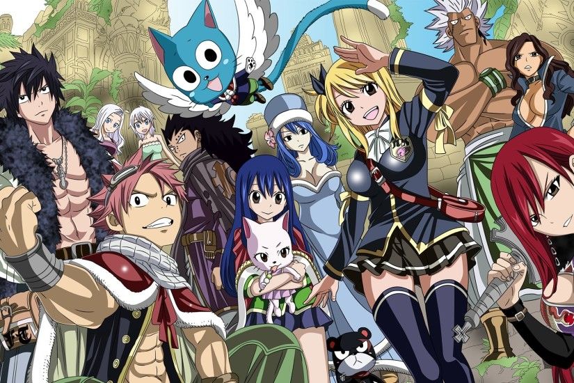 Anime - Fairy Tail Lucy Heartfilia Natsu Dragneel Happy (Fairy Tail) Wendy  Marvell Erza