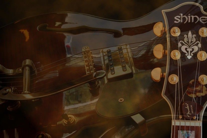 Guitar wallpaper, Shine semi-acoustic guitar, Gibson style