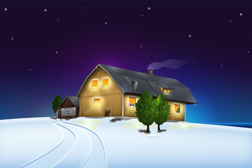 3D Holidays Christmas House Wallpapers