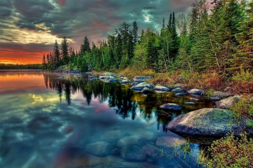 Photography - HDR Lake Water Tree Rock Wallpaper