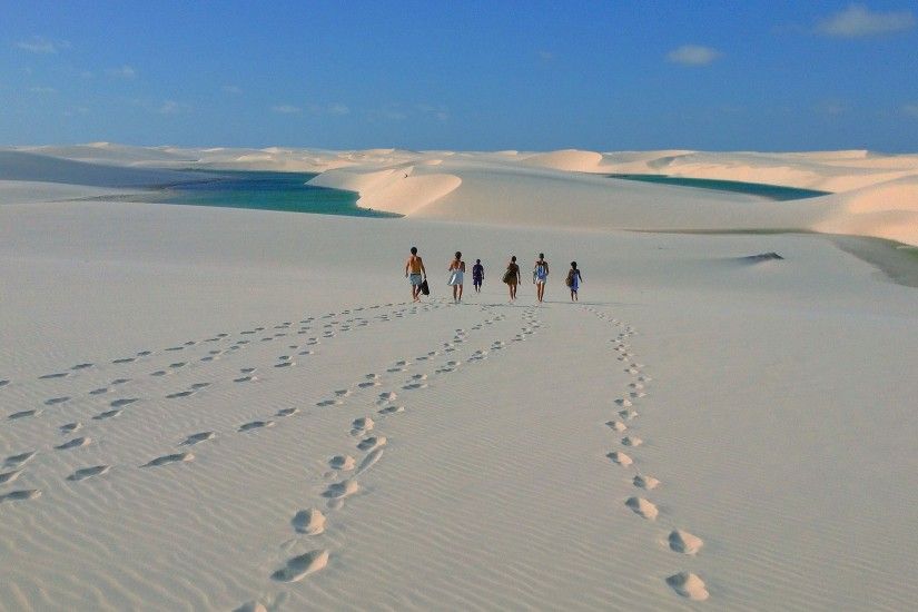Footprints in the sand in Brazil