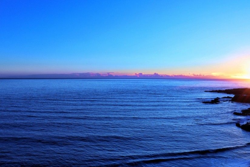 Preview wallpaper ocean, skyline, sky, sunset 1920x1080