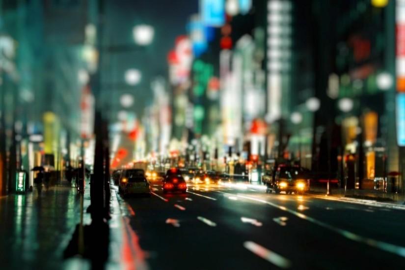 Blurred city street world wallpaper.