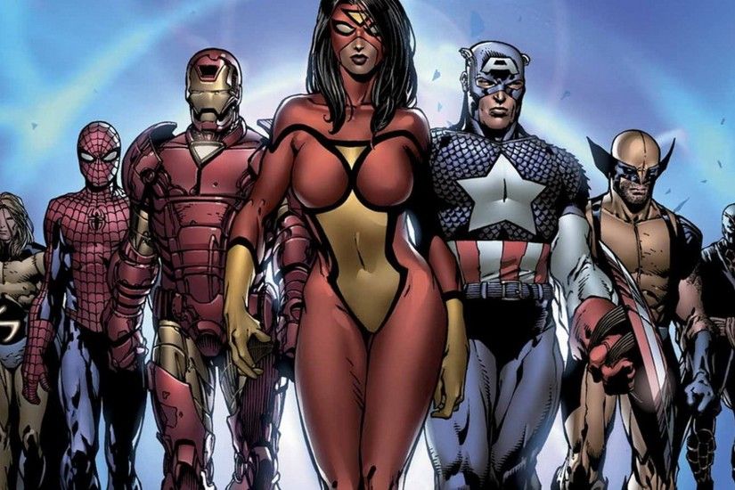 General 1920x1080 comics Spider-Man Iron Man Captain America Wolverine  Sentry Ronin Spider-Woman