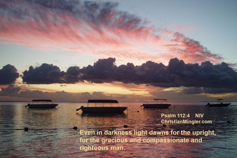 Free Christian sunset background Psalm 112: 4
