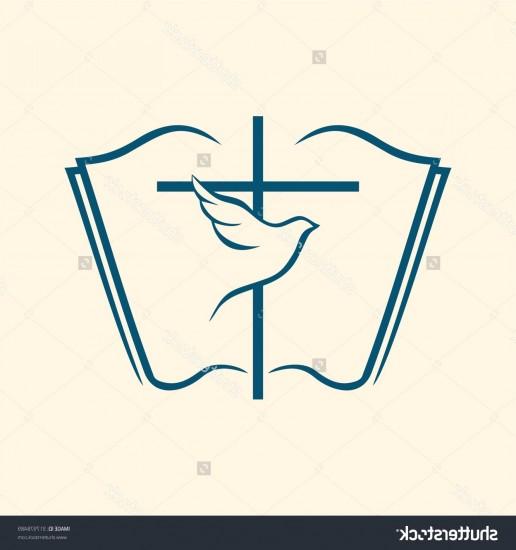 Exclusive Stock Vector Open Bible Dove Cross Holy Spirit Bible Pages Image