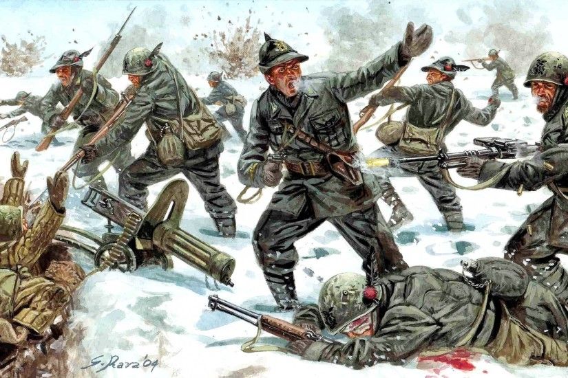 art fight attack men uniforms weapon winter snow soviet-finnish war  1939-1940 picture