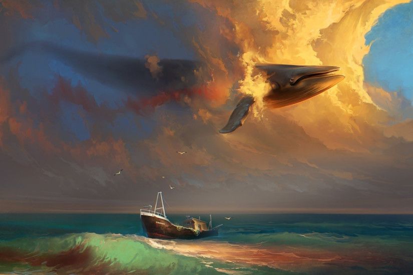 Flying fantasy art whales fantasy, art, whales) via www.