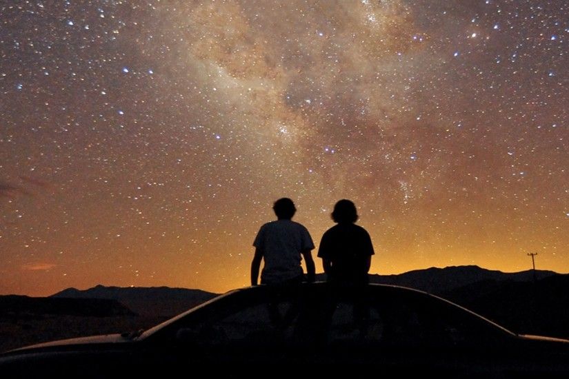 Cute couple watching the night sky