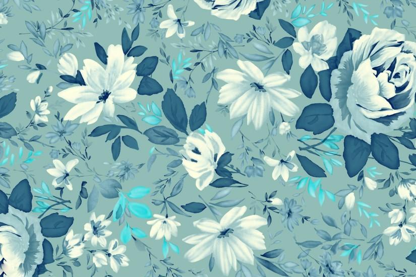 Vintage wallpaper floral blue.