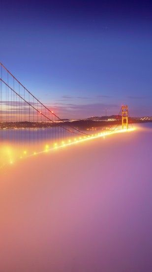 San Francisco Golden Gate Bridge Fog Lights Android Wallpaper