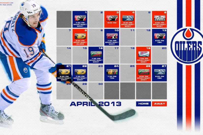 ... Edmonton Oilers April 2013 Calendar Wallpaper by RussJericho23