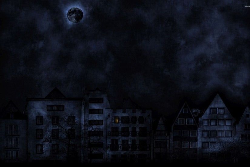 Dark moon over the dark city wallpaper 1920x1200 jpg