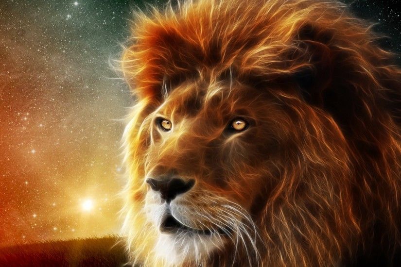 Preview wallpaper lion, face, mane, king of beasts, abstraction 1920x1080