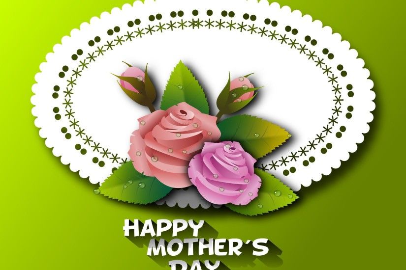 Happy mothers day card with rose green background