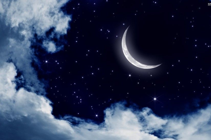 Moon and stars in the sky wallpaper - Digital Art wallpapers - #25176