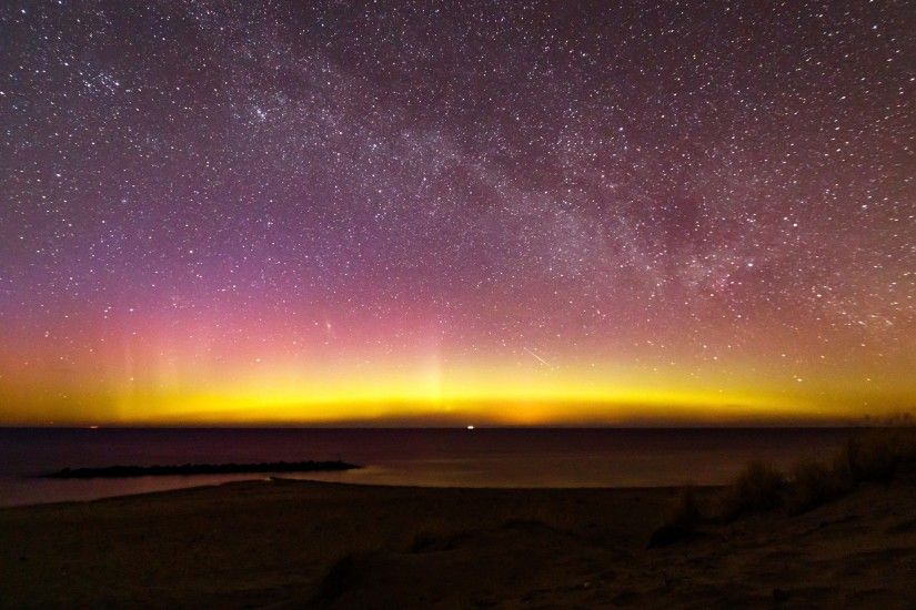 Preview wallpaper northern lights, milky way, starry sky, aurora, denmark  3840x2160