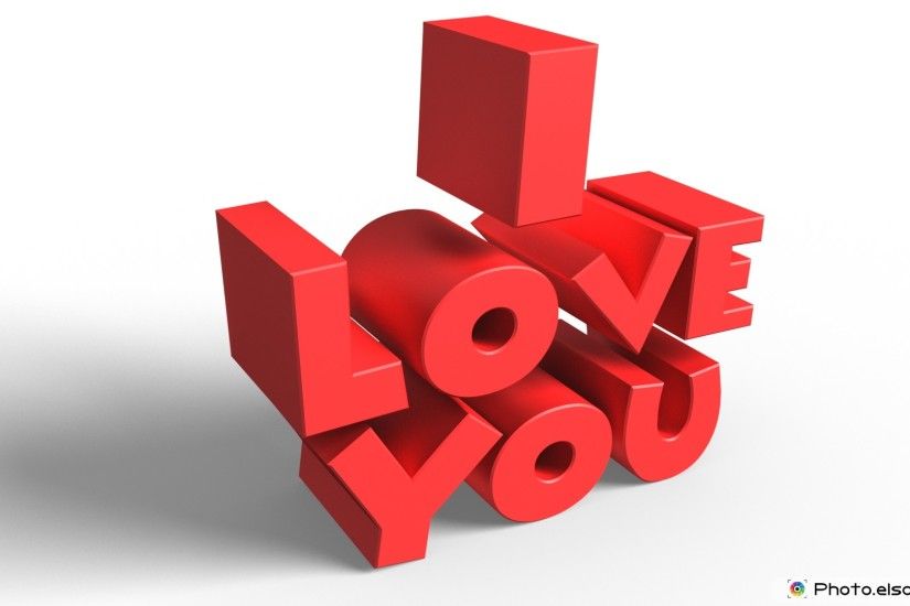 I Love You 3D text on White Background