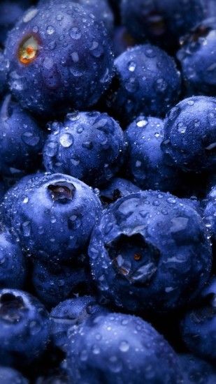 HD Blueberries Fruit Water Drops Android Wallpaper