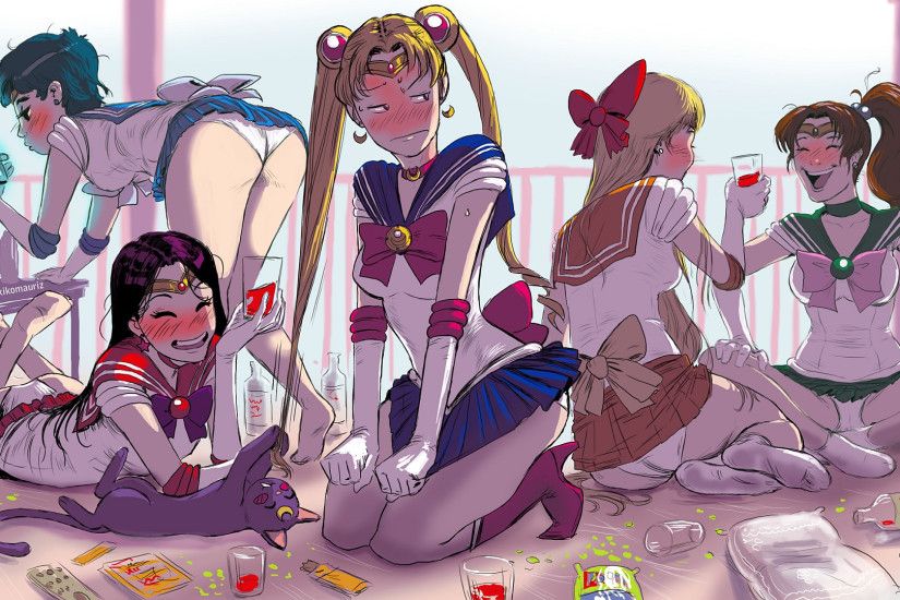 Wallpaper of Sailor Scout after-battle party