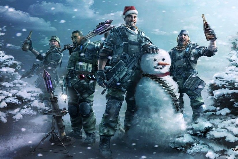 Adorable Killzone Snowman Soldiers Joy Snow Wallpaper Wallpaper