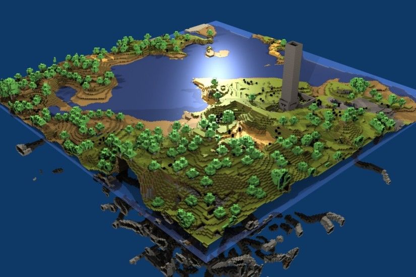 Preview wallpaper minecraft, world, map, water, life, blocks 2560x1440