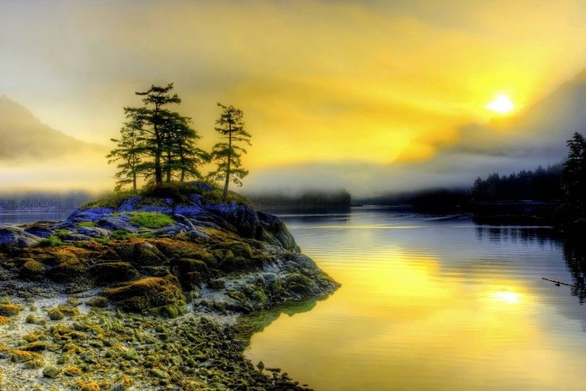 Solitude Tag - BEAUTIFUL MISTY MORNING Wilderness Area Province Nature Pacific  Northwest Serenity Minstrel Island Canada
