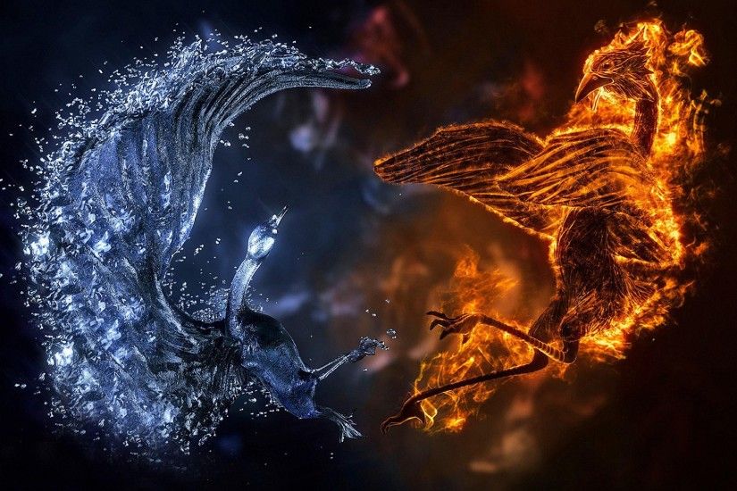 awesome 3D fire ice bird