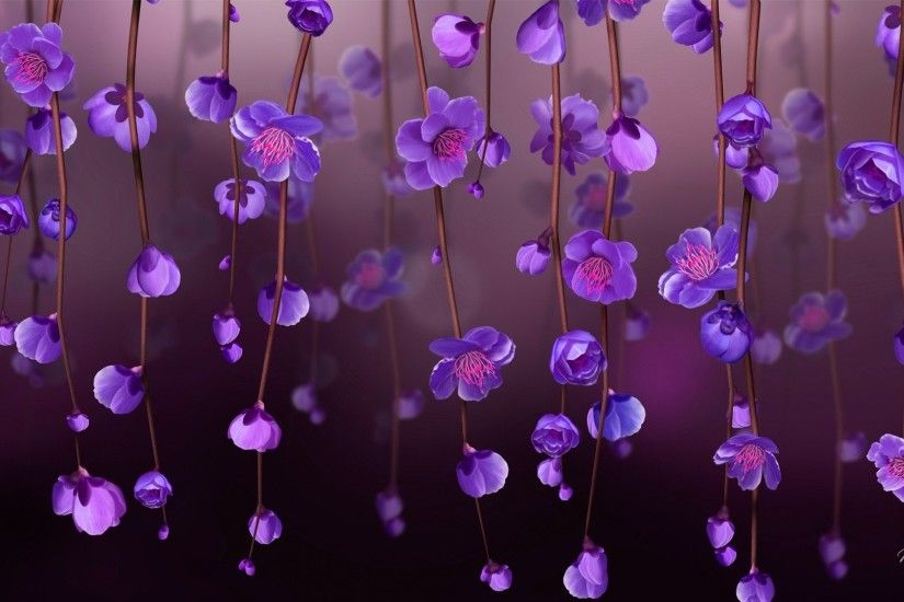 Earth - Blossom Artistic Flower Purple Flower Vine Wallpaper