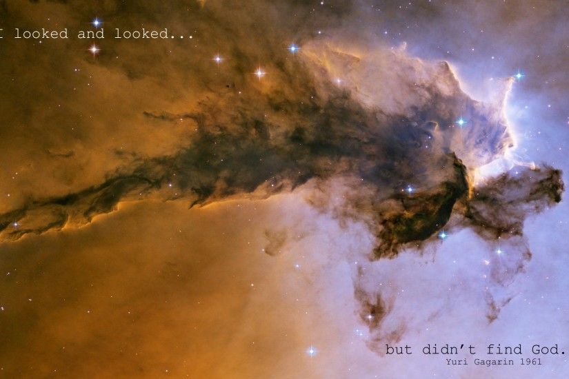 Outer space stars quotes atheism Yuri Gagarin Eagle nebula wallpaper |  1920x1200 | 327794 | WallpaperUP