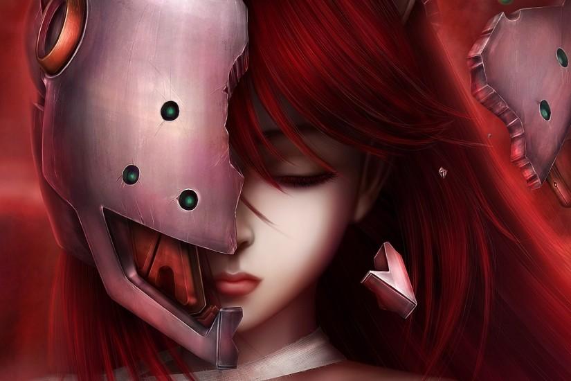 Preview wallpaper elfen lied, lucy, art, girl, hair, face, anime
