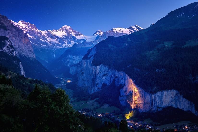 Photography - Landscape Switzerland Lauterbrunnen Valley Night Mountain  Valley Wallpaper