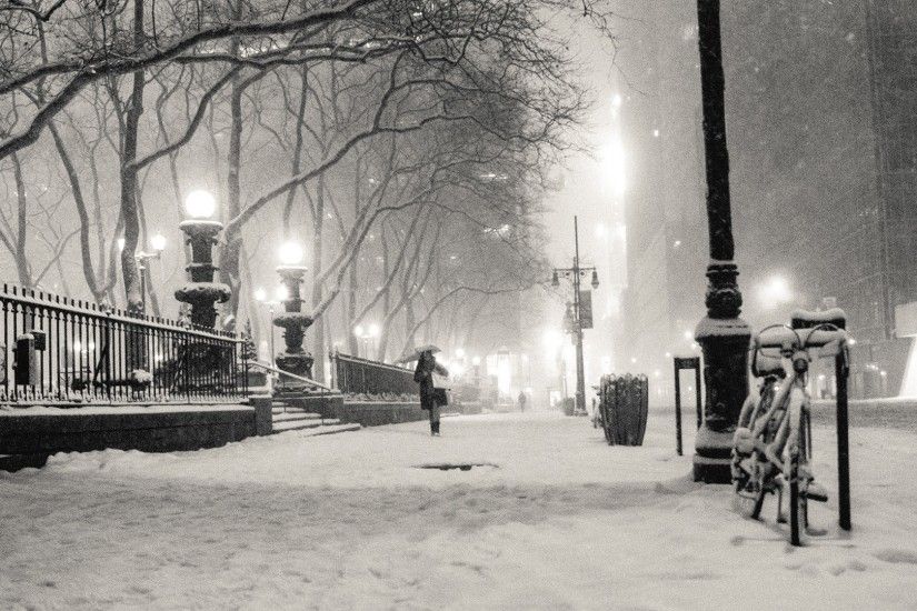 Wallpapers :: black and white, winter, snow, New York City, monochrome