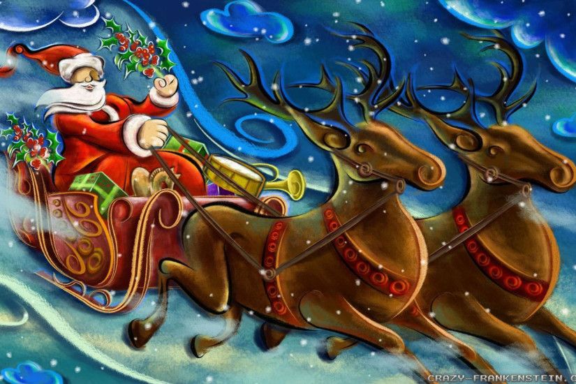 Wallpaper: Santa Christmas reindeers wallpapers. Resolution: 1024x768 |  1280x1024 | 1600x1200. Widescreen Res: 1440x900 | 1680x1050 | 1920x1200