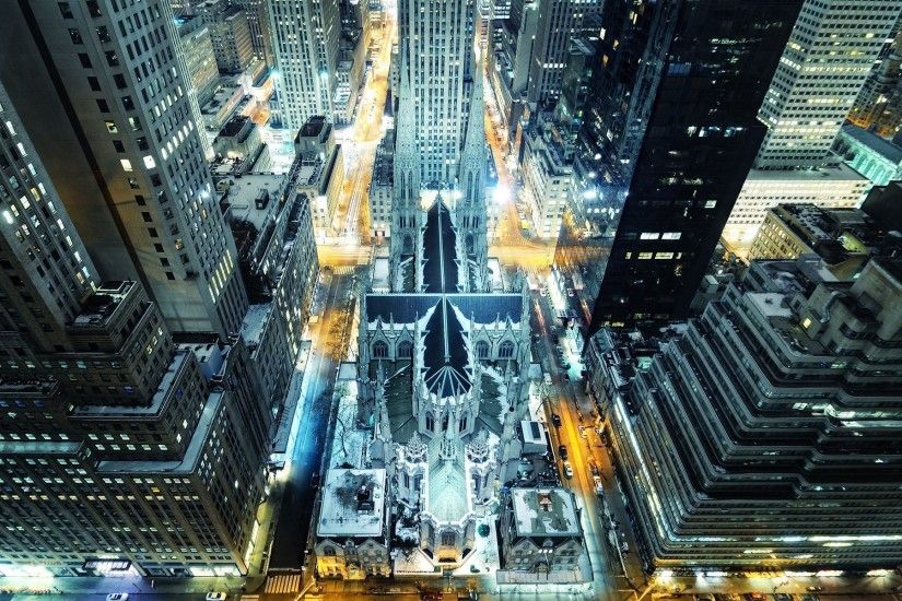 st. patrick\'s cathedral night new york city nyc madison avenue rockefeller  center