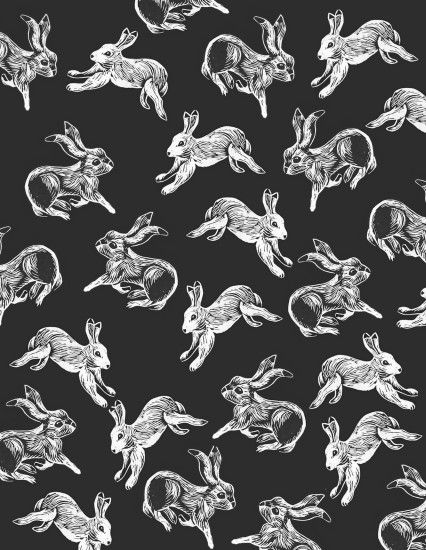 Whimsical Bunny Print - black & white pattern // Charlotte Neve