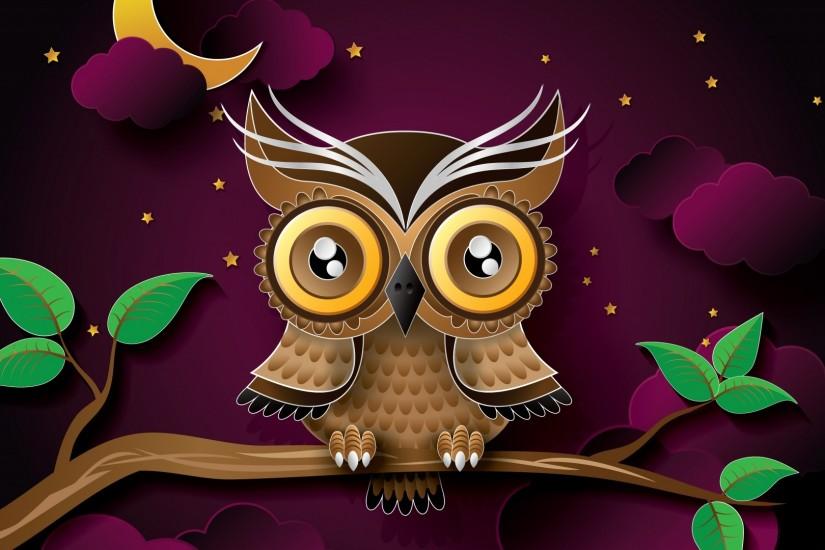 Preview wallpaper owl, bird, art, branch 1920x1080