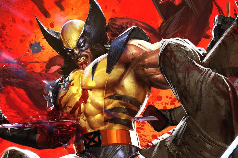 XMen Wolverine Fight Artwork Marvel Comics Marvel Dave Wilkins Comics  Ninjas Blood Wallpapers HD / Desktop and Mobile Backgrounds