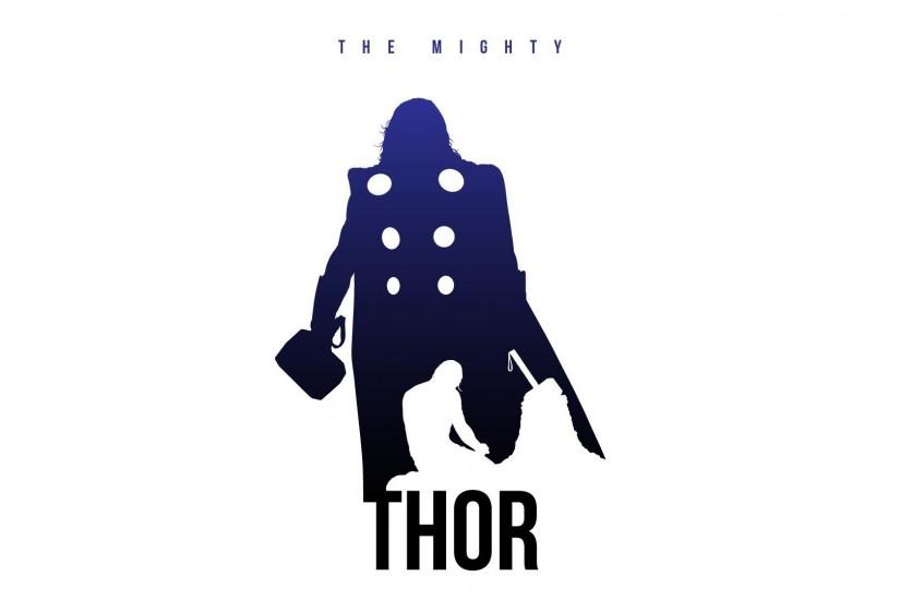 Fan Art Marvel Comics Minimalistic Posters Silhouettes The Avengers Thor  White Background Wallpaper