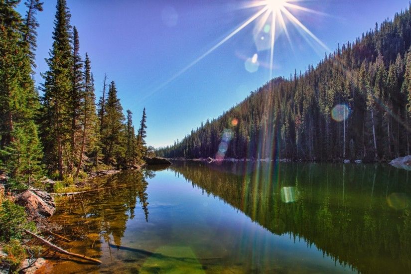 4K HD Wallpaper: Landscape - The Sun, reflected in Dream Lake in Rocky  Mountain National Park