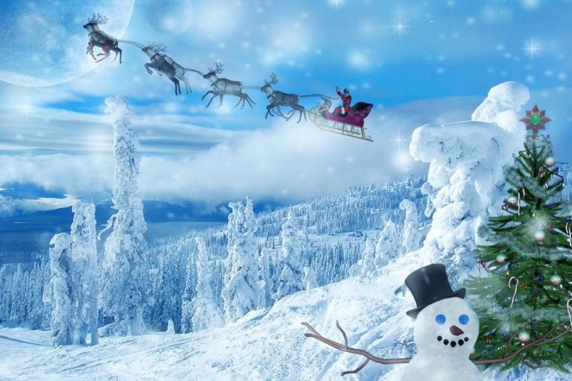 Christmas Reindeer Sleigh Wallpaper - WordZZ ...