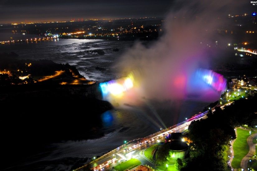 Niagara Falls, night, waterfall