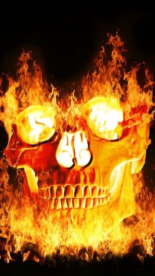 Halloween, creepy, skull on fire, 1080x1920 wallpaper