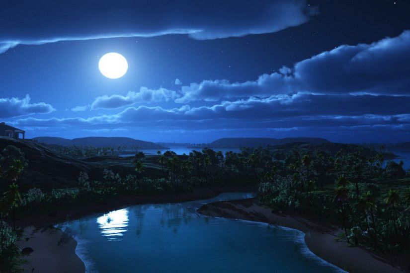Beautiful Moon in Summer night hd #wallpaper